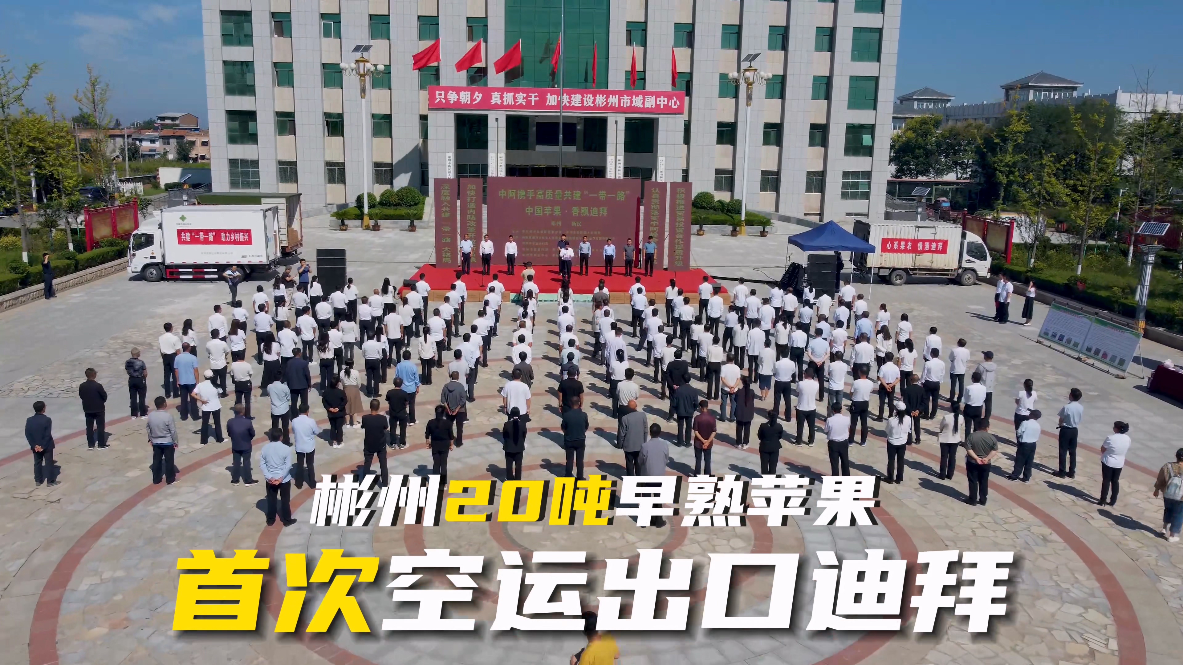 彬州20噸早熟蘋果首次空運出口迪拜